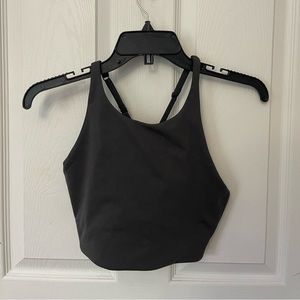 Dark grey sports bra from GF Collective, medium size